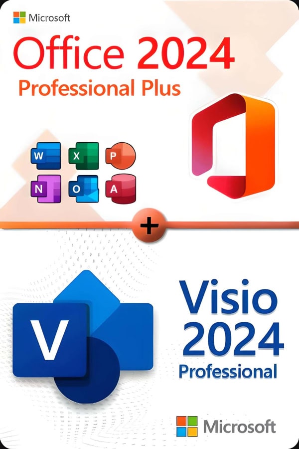 Microsoft Office 2024 Pro Plus + Microsoft Visio 2024 Professional license for 3 devices
