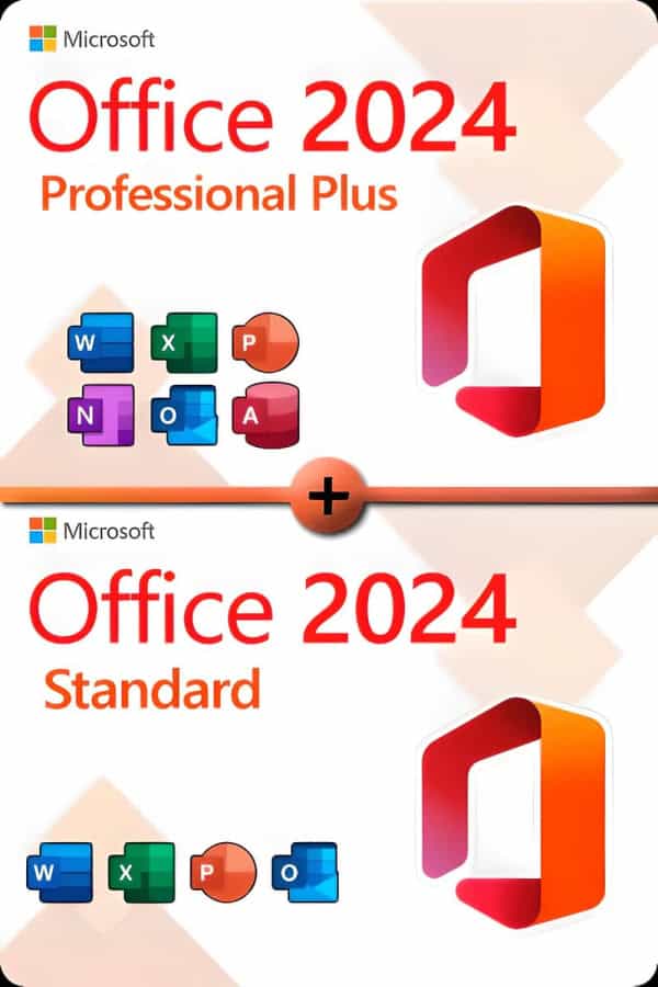 Microsoft Office 2024 Professional Plus + Microsoft Office 2024 Standard  licentie voor 3 apparaten
